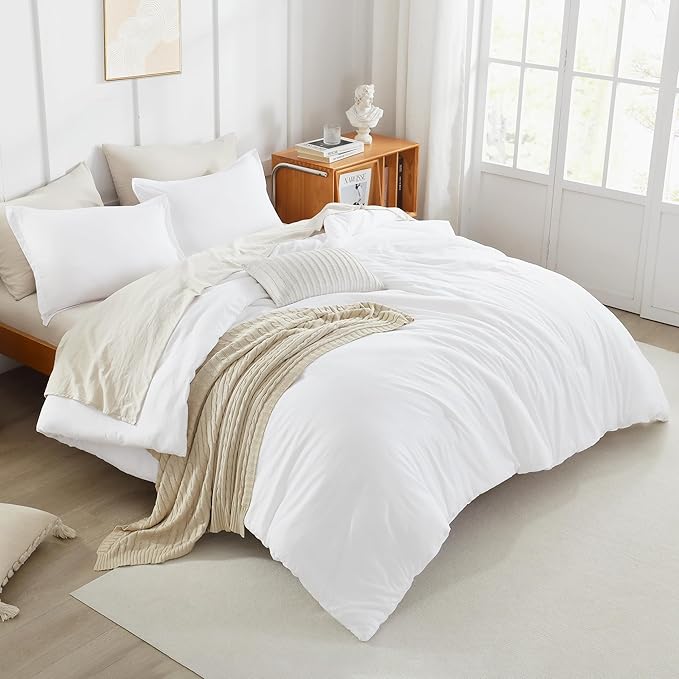 Litanika Twin XL Comforter Set White - 2 Pieces Extra Long Bed Set for College Dorm, All Season Bedding Set for Girls and Boys