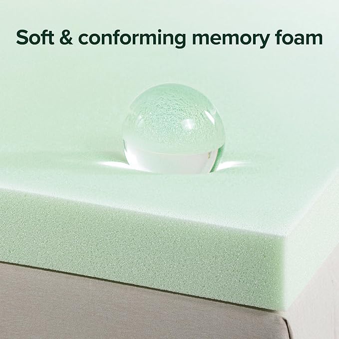 ZINUS 3 Inch Green Tea Memory Foam Mattress Topper, Smaller, More Convenient WonderBox Packaging, Pressure-Relieving Layers, CertiPUR-US Certified, Twin