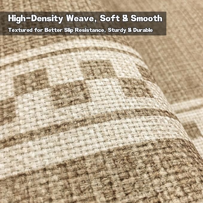 Faux Linen Washable Runner Rug Absorbent Surface 2x6 Warm Brown | Non-Slip TPR - Image 4