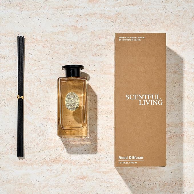 M&SENSE 10.14 oz Large Reed Diffuser Set | Eucalyptus Mint Scent Oil Diffuser with Sticks | Hotel Collection Non-Toxic Essential Oil |for Bedroom Bathroom Living Room