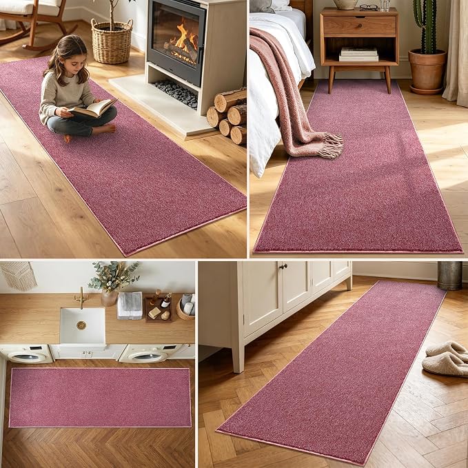 2x8 Red/White Runner Rug Washable Non-Slip - Image 3