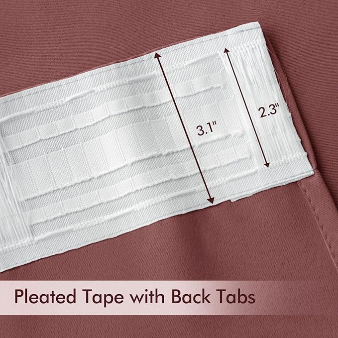 MIULEE Dusty Rose Back Tab Blackout Curtains 52x108 Inch Long 2 Panels Set | - Image 4