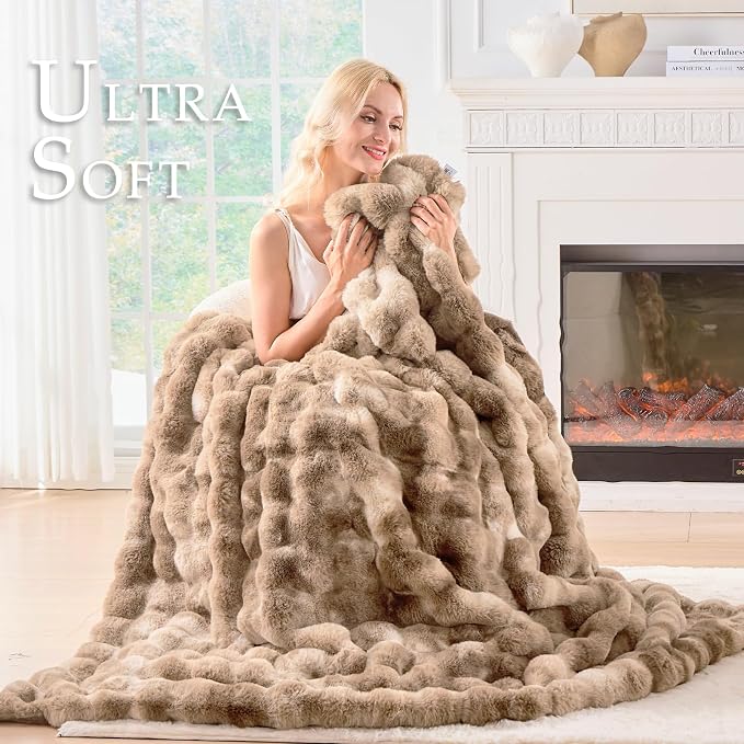BENVWE Fluffy Faux Fur Throw Blanket - Image 3