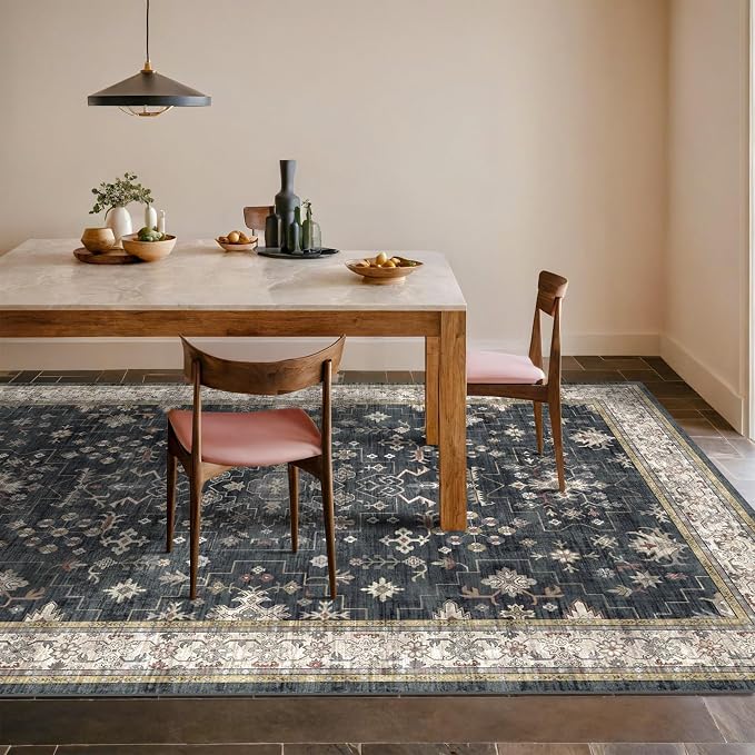 Black Farmhouse Washable 7x10 Area Rugs - Image 6
