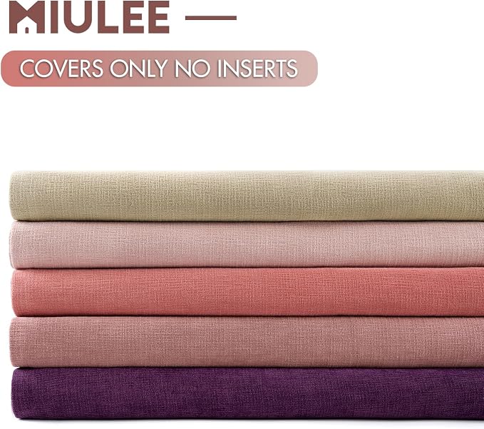 MIULEE Coral Red Chenille Couch Throw Pillow Covers, 18x18 | Set of 2, Soft - Image 6
