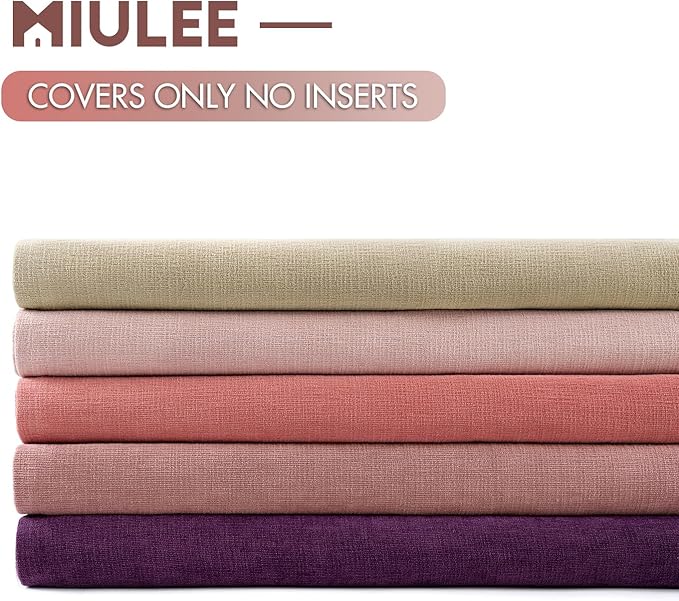MIULEE Blush Pink Chenille Couch Throw Pillow Covers, 18x18 | Set of 2 - Image 5