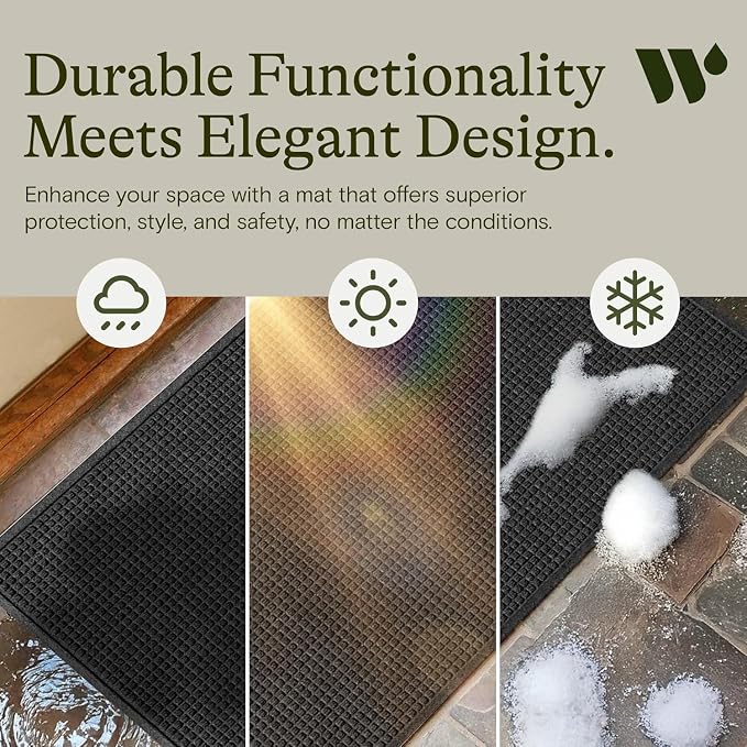WaterHog Squares Front Door Mat Indoor Outdoor Entrance, All-Weather Mats | - Image 6