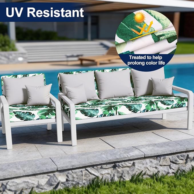 Smiry Waterproof Patio Cushion Covers, Stretch Outdoor Furniture Covers | Couch - Image 3