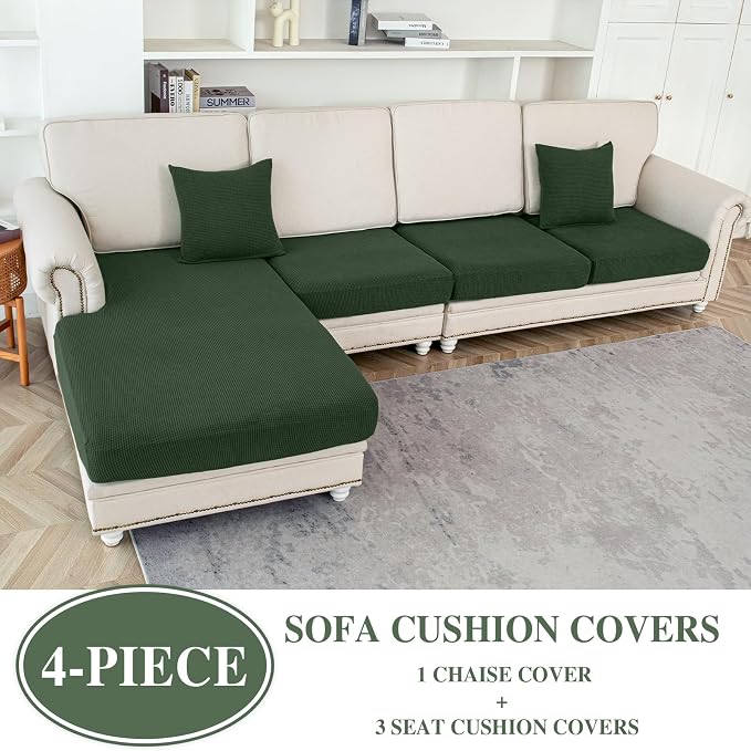 LA MEACK Couch Cushion Covers for Sectional Sofa L Shape Washable Separate Seat - Image 2