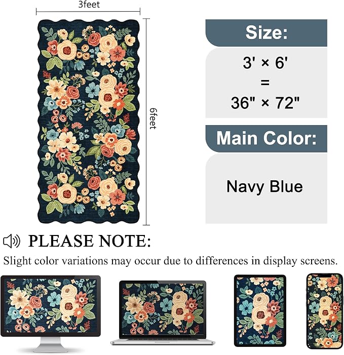 DUKINO 3x6 Hallway Runner Rug, Washable Kitchen Rug Non Slip, Stain Resistant - Image 2