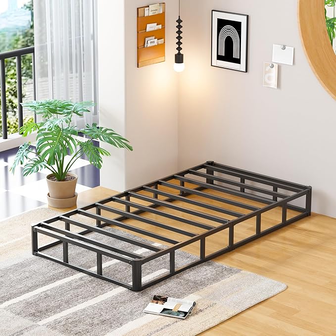 EMODA 9 Inch Twin Box Spring Heavy Duty Metal Mattress Foundation Bed Base with Fabric Cover, Easy Assembly
