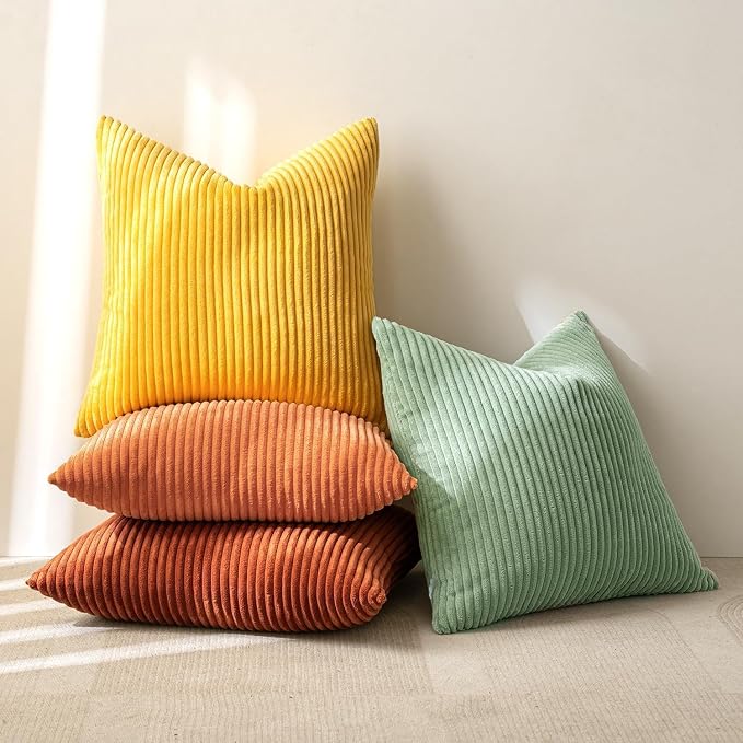 MIULEE Fall Decorative Throw Pillow Covers Yellow Rust Green 24x24 | Set of 4 - Image 4