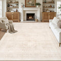 8x10 Area Rugs Living Room: Bedroom Neutral Washable Carpet Beige | Large by Luxturiy