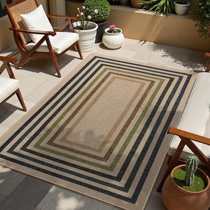 Lahome Modern Geometric Easy Jute Rug, 4x6 Washable Indoor Outdoor Rug | - Image 7