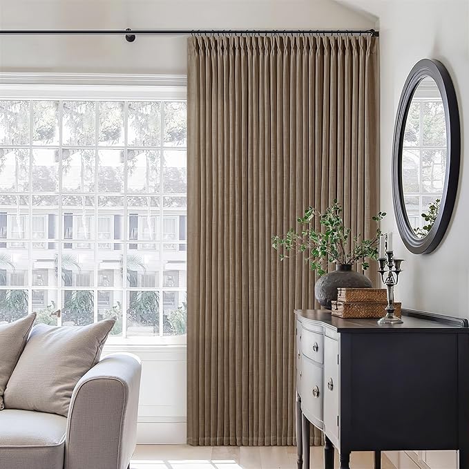 86 Inch Pinch Pleat Linen Memory Training Curtains Dutch Cocoa 2 Panels | Light - Image 7