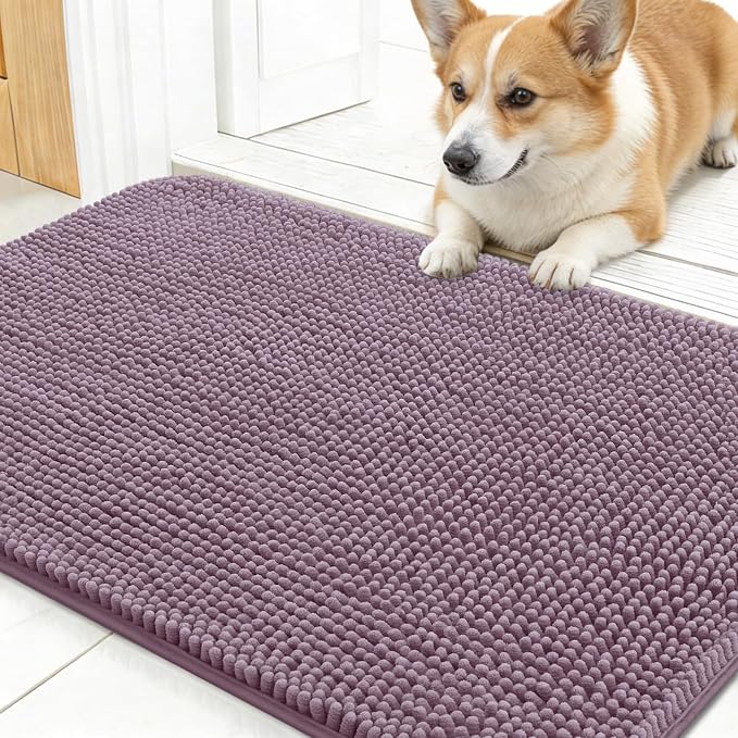 OLANLY Dog Door Mat for Muddy Paws 24x16, Super Absorbent Chenille Mud Mat | by OLANLY