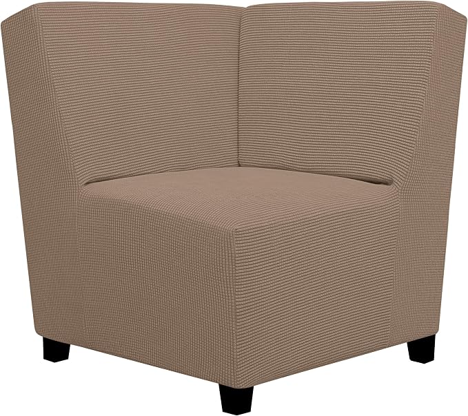 Easy-Going Stretch Soft Sectional Corner Sofa Couch Slipcover Camel | 1-Piece by Easy-Going