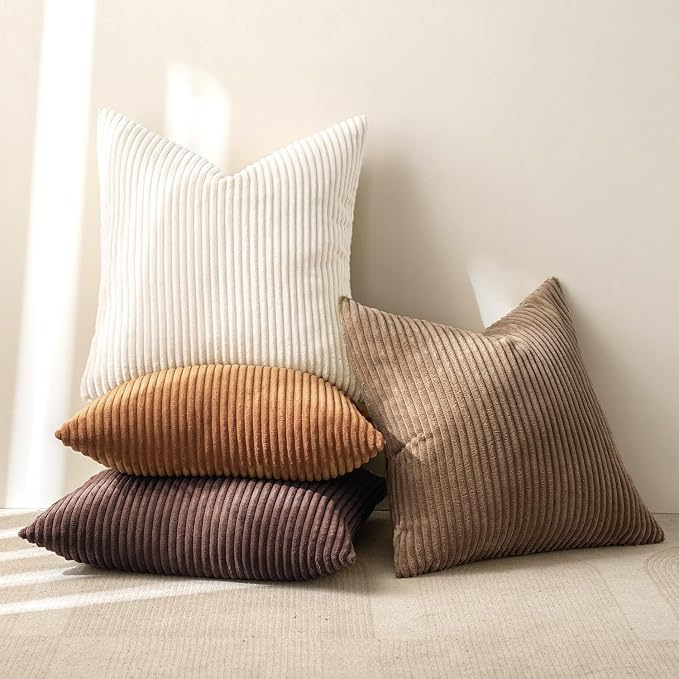 MIULEE Fall Corduroy Decorative Throw Pillow Covers Brown Series 18x18 | Set of - Image 7
