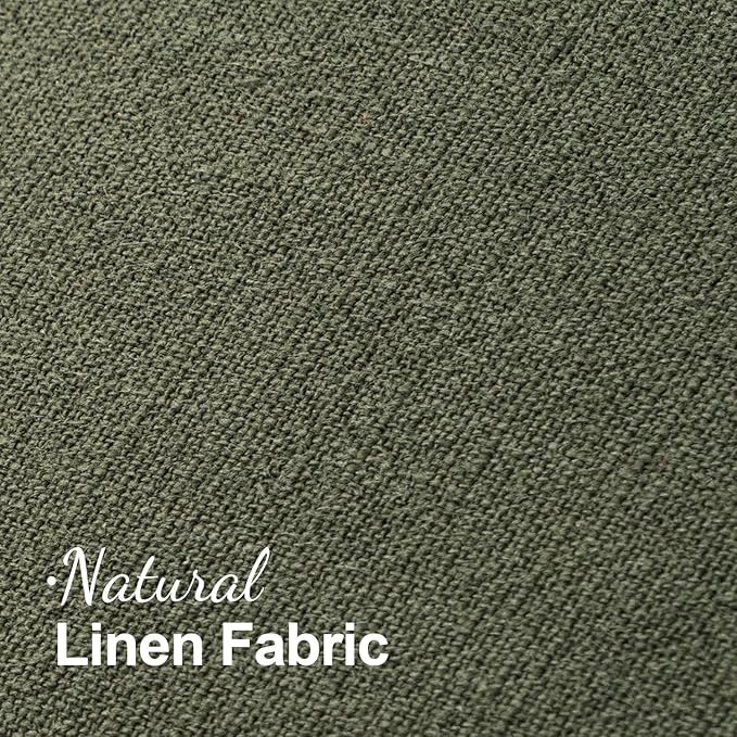 MIULEE Linen Fringe Decorative Euro Throw Pillow Covers Olive Green 28x28 | Set - Image 5