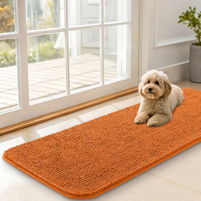 OLANLY Dog Door Mat for Muddy Paws 47x17, Super Absorbent Chenille Mud Mat | by OLANLY