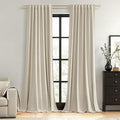 100% Blackout Linen Curtains for Bedroom 90 inches Long, Thermal Insulated Room by Guken