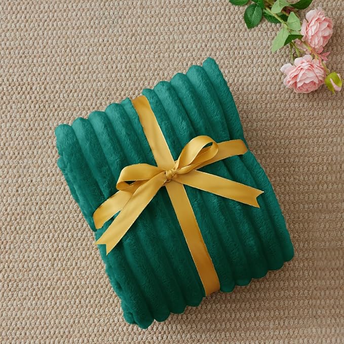 BEDELITE Ribbed Twin Blanket for Couch & Bed, Emerald Green, Warm Yet - Image 6