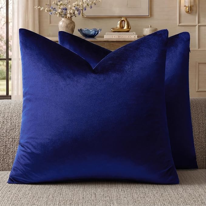 GIGIZAZA Royal Blue Velvet Throw Pillow Covers 20x20 Pack of 2 | Decorative by GIGIZAZAFocusingonhomedecoration