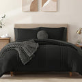 Monbix King Size Comforter Set - 7 Pieces Bed in a Bag King, Black Bedding Sets with Comforter, All Seasons Down Alternative Comforter Bed Set with Sheets, Pillowcases & Shams