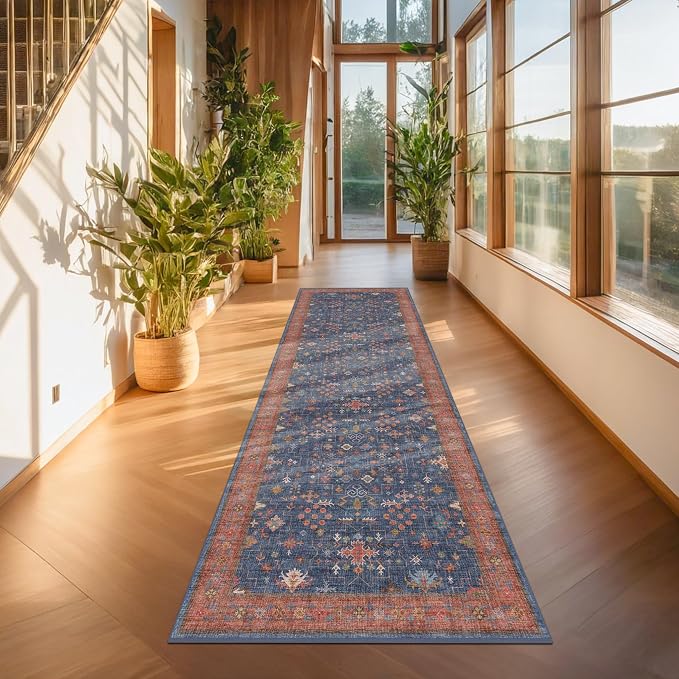 Navy Blue Runner Rug 2x6 for Kitchen, Laundry Room, Washable Non Slip Non Skid - Image 3