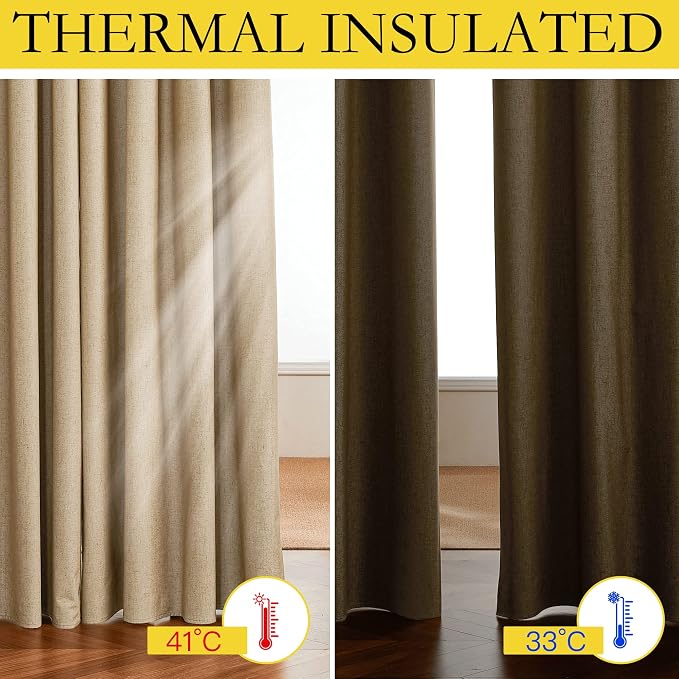 NICETOWN 100% Absolutely Blackout Linen Curtains - Image 4