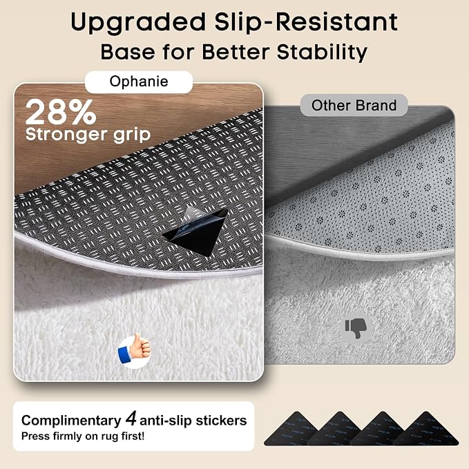 Ophanie Round Rug 4Ft White Circle Area Rug, Aesthetic Room Decor, Fluffy Fuzzy - Image 4