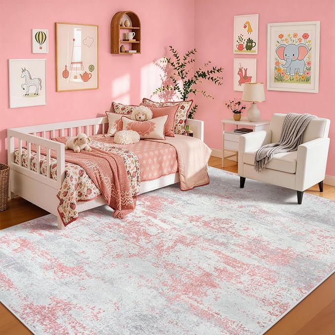 Aelenmu 5x7 Area Rugs for Living Room Washable Bedroom Dining Room Pink | - Image 3