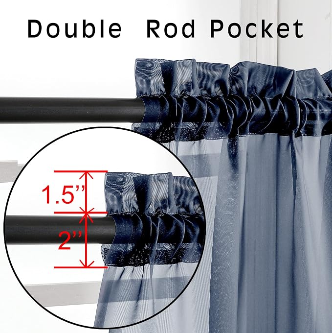 Sheer Curtains 45 inches Long for Kitchen Curtains, Rod Pocket Clean Selvedge - Image 4