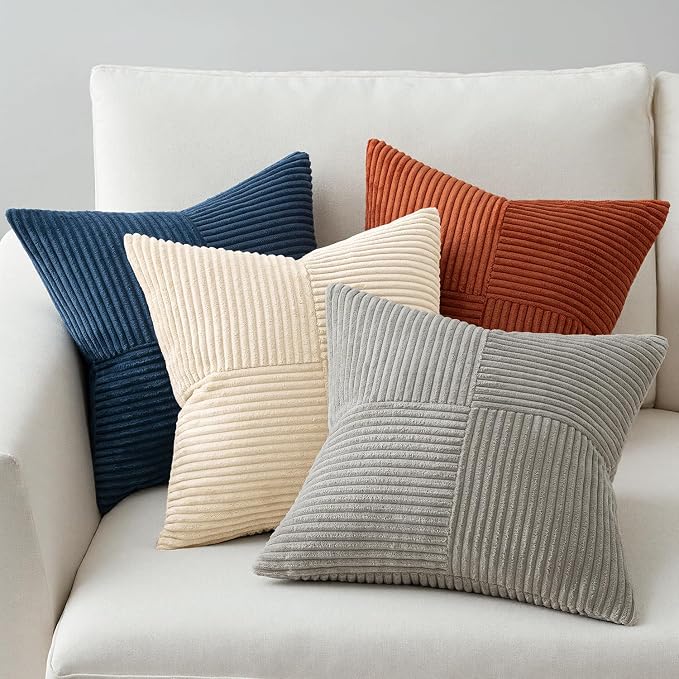 MIULEE Blue Rust Throw Pillow Covers 18x18 Inch Set of 4 Boho Farmhouse Cushion - Image 3
