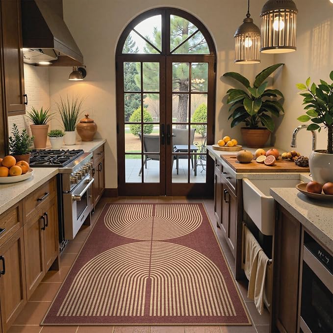 Lahome Rainbow Easy Jute Rug, 3x5 Red Front Porch Entry Way Rugs Indoor | - Image 6