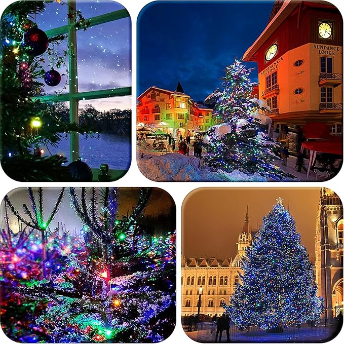Christmas Light, 33ft 100 LED Battery Operated String Lights with Auto Timer & 8 Modes, Green Wire Outdoor Waterproof String Lights for Outdoor and Indoor Christmas Decor, Multicolor 2Pack