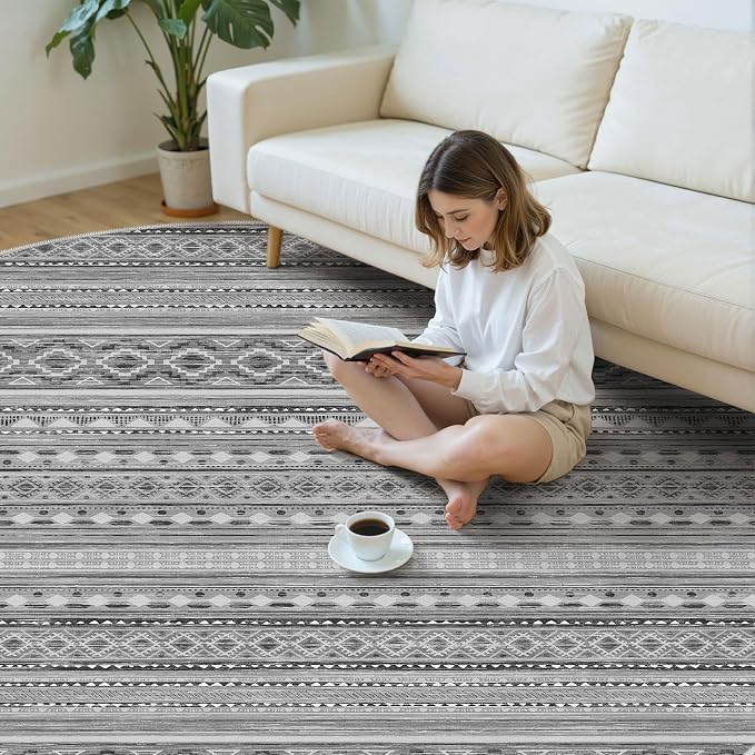 cotiled 8x8 Round Rug 8ft Circle Living Room Boho Area Rugs | Solve Modern - Image 5