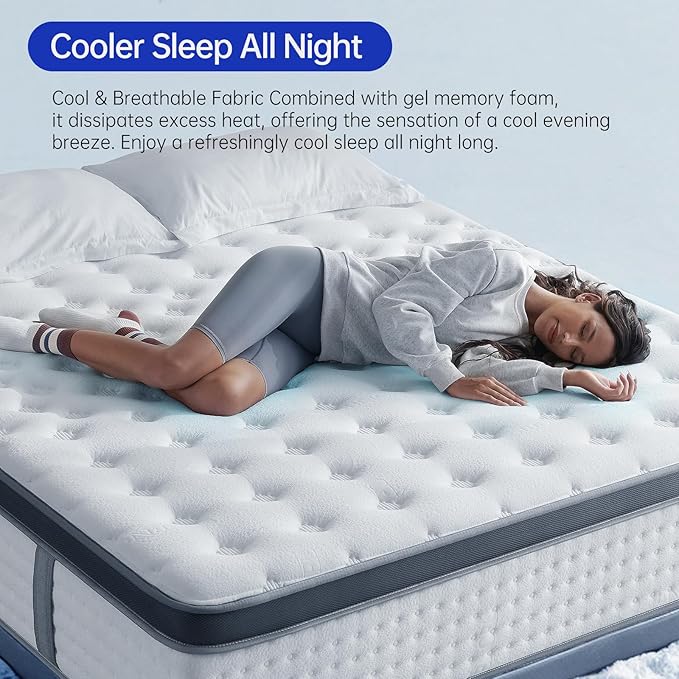 Queen Size Mattress, 14 Inch Hybrid Mattress in a Box, Gel Memory Foam Individually Wrapped Pocket Coils Innerspring Pressure Relief, Medium Firm (14 Inch, Queen (U.S. Standard))