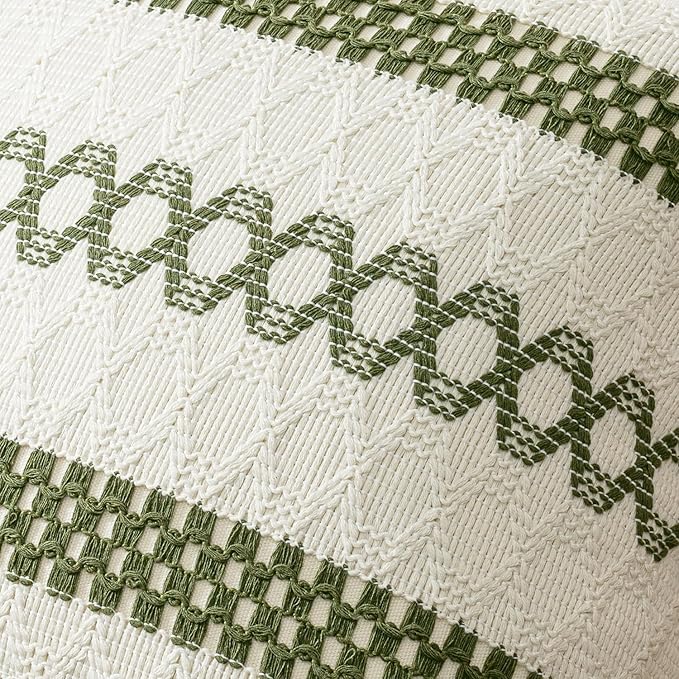 MIULEE Set of 2 Moss Green Boho Decorative Lumbar Pillow Covers 12x20 Inch | - Image 4