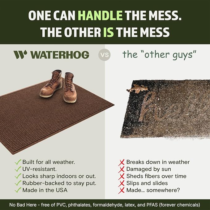 WaterHog Squares Front Door Mat Indoor Outdoor Entrance, All-Weather Mats | - Image 5