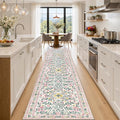 PLHXFR 2.6x14 Washable Runner Rug：Floral Indoor Kitchen Carpet Pink Green | by PLHXFRSoftAreaRugs
