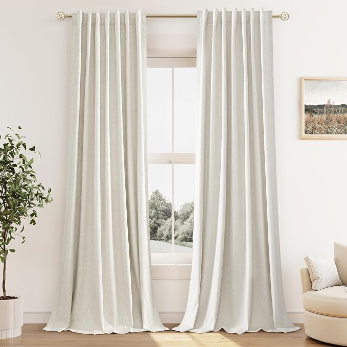 Extra Long 100% Blackout Linen Curtains by Guken