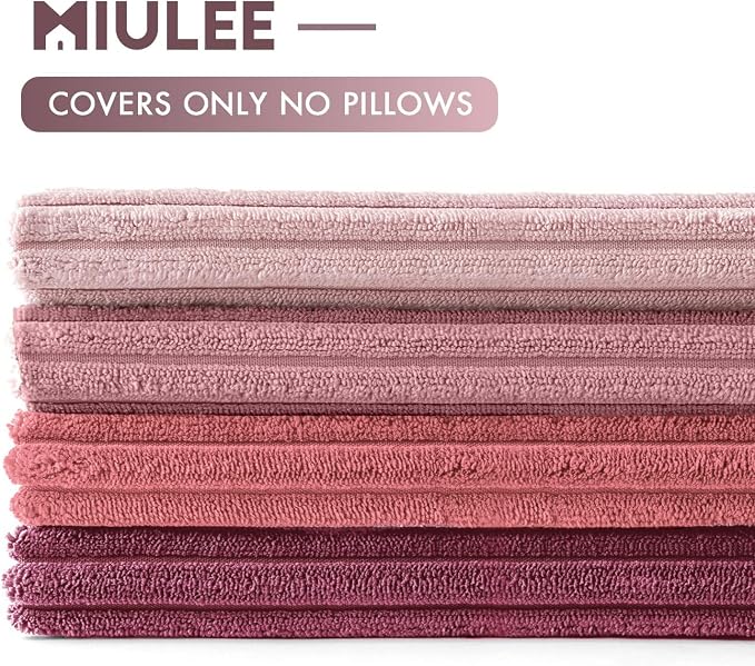 MIULEE Soft Corduroy Decorative Throw Pillow Covers Purple Pink 18x18 | Set of 4 - Image 6