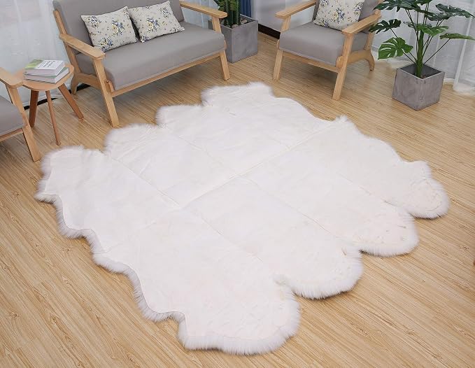 HUAHOO Premium Genuine Sheepskin Rug White Gray Real Australia Sheepskin - Image 6