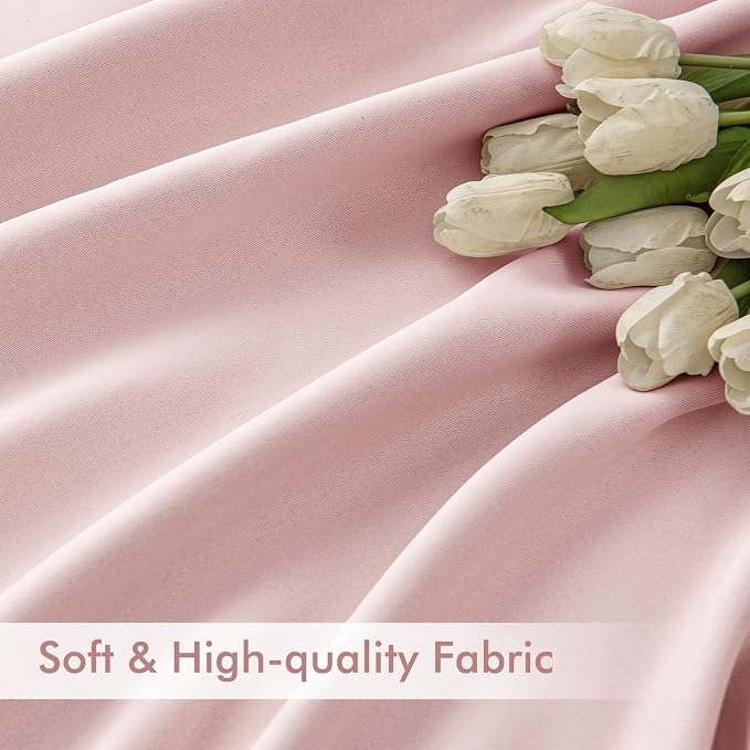MIULEE Light Pink Back Tab Blackout Curtains 52x72 Inches Long 2 Panels Set | - Image 6