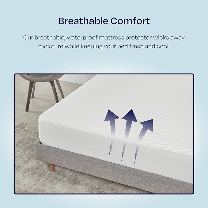 2-Pack Waterproof Mattress Protector for King Size Bed - Soft, Noiseless, Cooling, Deep Pocket Mattress Protector to Fit 8-20 inch Mattress