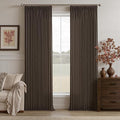 90 Inch Dark Chocolate Linen Pinch Pleat Memory Shaped Semi Sheer Curtains | by Twodrapes