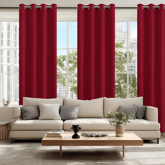 Blackout Curtains for Bedroom, 52 x 84 Inches Long, Christmas Red | Thermal - Image 6