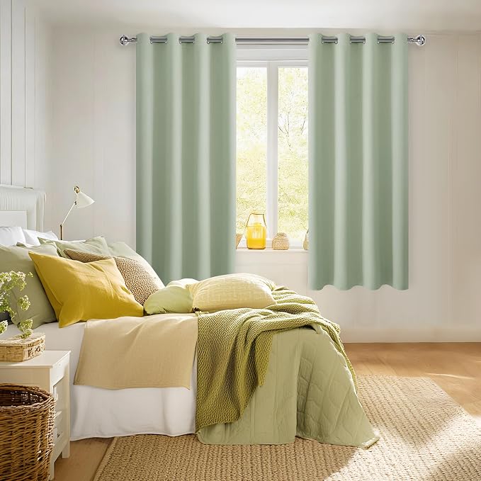 Blackout Curtains for Bedroom, 52 x 63 Inches Length, Seafoam Green | Thermal - Image 6