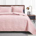 Love's cabin Quilts for Full Bed Pink Bedspreads Bedding Set - Lightweight Bedspread Comforter - Coin Pattern Bedding Coverlet for All Season - 3 Pieces (1 Quilt, 2 Pillow Shams)